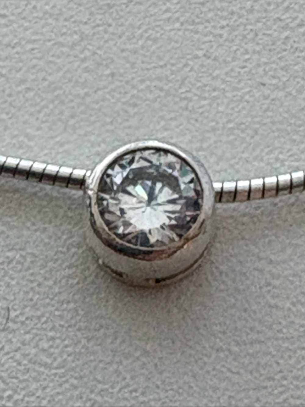 Diadema 925 Sterling Silver Solitaire Necklace CZ